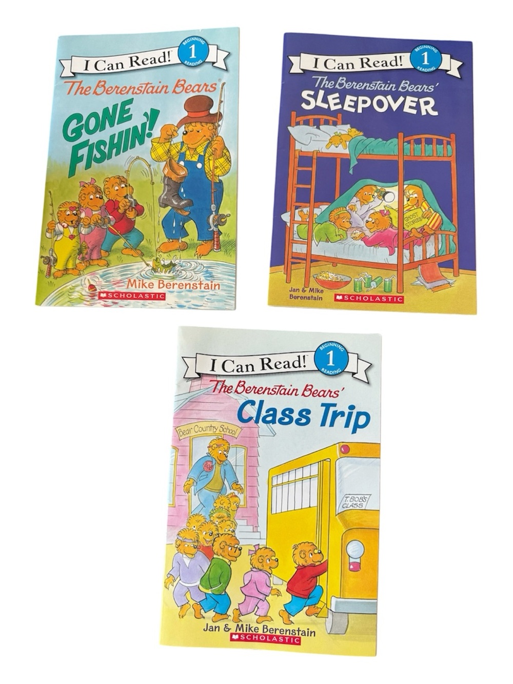 The Berenstain Bears 3 I Can Read! Book Set Gone Fishin' Sleepover & Class Trip